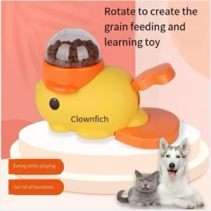 Yellow duck pet automatic feeder dog interactive feeding machine puppy food leakage toy training device