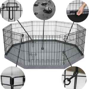 Foldable Metal Dog Exercise Pen 8 Panel with Bottom
